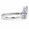 1.48 Ct Pear Purple Amethyst Prong Silver 3 Stone Pave Ring by Fine Color Jewels