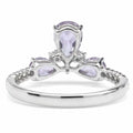 1.48 Ct Pear Purple Amethyst Prong Silver 3 Stone Pave Ring by Fine Color Jewels