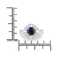 1.48 Ct Round Blue Sapphire Diamond Prong 10k Gold Halo Statement Ring by Fine Color Jewels