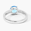 1.48 Ct Round Swiss Blue Topaz & Lab Diamond Prong Silver Pave Bridge Ring by Fine Color Jewels