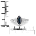 1.49ct Marquise Blue Sapphire and Diamond Prong 14K White Gold Split-Shank Band Engagement Ring by Fine Color Jewels
