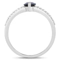1.49ct Marquise Blue Sapphire and Diamond Prong 14K White Gold Split-Shank Band Engagement Ring by Fine Color Jewels