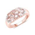 1.50 ct Oval Pink Morganite Prong 18K Rose Gold Plated Silver Cluster Ring by Fine Color Jewels