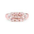 1.50 ct Oval Pink Morganite Prong 18K Rose Gold Plated Silver Cluster Ring by Fine Color Jewels