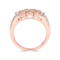 1.50 ct Oval Pink Morganite Prong 18K Rose Gold Plated Silver Cluster Ring by Fine Color Jewels