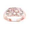 1.50 ct Oval Pink Morganite Prong 18K Rose Gold Plated Silver Cluster Ring