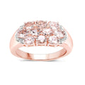 1.50 ct Oval Pink Morganite Prong 18K Rose Gold Plated Silver Cluster Ring by Fine Color Jewels