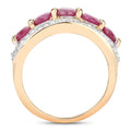 1.50 Ct Oval Pink Ruby & Diamond Prong Silver Five Stone Halo Ring by Fine Color Jewels