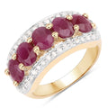 1.50 Ct Oval Pink Ruby & Diamond Prong Silver Five Stone Halo Ring by Fine Color Jewels