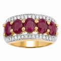 1.50 Ct Oval Pink Ruby & Diamond Prong Silver Five Stone Halo Ring by Fine Color Jewels