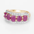 1.50 Ct Oval Pink Ruby & Diamond Prong Silver Five Stone Halo Ring by Fine Color Jewels