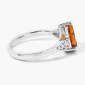 1.50 Ct Pear Yellow Madeira Citrine and Lab Diamond Prong Silver Cocktail Ring by Fine Color Jewels