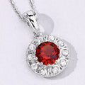1.50 Ct round orange Madeira Citrine and Lab Diamond prong Silver Halo pendant Necklace by Fine Color Jewels