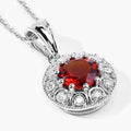 1.50 Ct round orange Madeira Citrine and Lab Diamond prong Silver Halo pendant Necklace by Fine Color Jewels