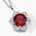 1.50 Ct round orange Madeira Citrine and Lab Diamond prong Silver flower pendant Necklace by Fine Color Jewels