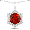 1.50 Ct round orange Madeira Citrine and Lab Diamond prong Silver flower pendant Necklace