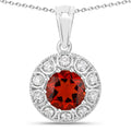 1.50 Ct round orange Madeira Citrine and Lab Diamond prong Silver Halo pendant Necklace by Fine Color Jewels