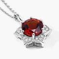 1.50 Ct round orange Madeira Citrine and Lab Diamond prong Silver flower pendant Necklace by Fine Color Jewels
