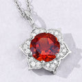 1.50 Ct round orange Madeira Citrine and Lab Diamond prong Silver flower pendant Necklace by Fine Color Jewels