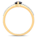 1.50ct Marquise Blue Sapphire and Diamond Prong 14K Yellow Gold Split-Shank Band Engagement Ring by Fine Color Jewels