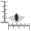 1.50ct Marquise Blue Sapphire and Diamond Prong 14K Yellow Gold Split-Shank Band Engagement Ring by Fine Color Jewels