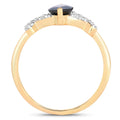 1.50ct Marquise Blue Sapphire and White Diamond Prong 14K Yellow Gold Criss-Cross Ring by Fine Color Jewels