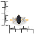 1.50ct Marquise Blue Sapphire and White Diamond Prong 14K Yellow Gold Criss-Cross Ring by Fine Color Jewels