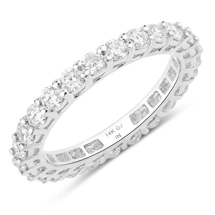 1.50ct Round Lab Grown Diamond Prong 14K White Gold Eternity Band Ring by Fine Color Jewels