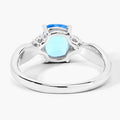1.51 Ct Cushion Swiss Blue Topaz & Lab Diamond Prong Silver Cocktail Ring by Fine Color Jewels