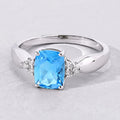 1.51 Ct Cushion Swiss Blue Topaz & Lab Diamond Prong Silver Cocktail Ring by Fine Color Jewels