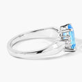 1.51 Ct Cushion Swiss Blue Topaz & Lab Diamond Prong Silver Cocktail Ring by Fine Color Jewels