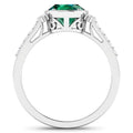 1.53 Ct Oval Green Zambian Emerald & Diamond Prong 14K Gold Bridge Ring by Fine Color Jewels