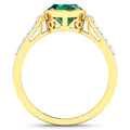 1.53 Ct Oval Green Zambian Emerald & Diamond Prong 14K Gold Bridge Ring by Fine Color Jewels