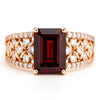 1.55 Ct Emerald Red Garnet and White Topaz Prong Silver Cocktail Ring