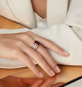 1.55 Ct Emerald Red Garnet and White Topaz Prong Silver Cocktail Ring by Fine Color Jewels