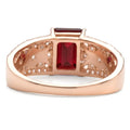 1.55 Ct Emerald Red Garnet and White Topaz Prong Silver Cocktail Ring by Fine Color Jewels