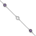 1.55 Ct Round Purple Amethyst & Diamond Bezel Sterling Silver Circle Station Chain Bracelet by Fine Color Jewels