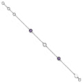 1.55 Ct Round Purple Amethyst & Diamond Bezel Sterling Silver Circle Station Chain Bracelet by Fine Color Jewels