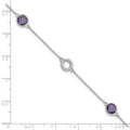 1.55 Ct Round Purple Amethyst & Diamond Bezel Sterling Silver Circle Station Chain Bracelet by Fine Color Jewels