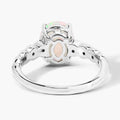 1.56 Ct Oval White Ethiopian Opal and Lab Diamond Prong Silver Bridge Ring by Fine Color Jewels