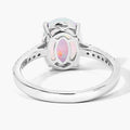 1.56 Ct Oval White Ethiopian Opal and Lab Diamond Silver Pave Bridge Ring by Fine Color Jewels