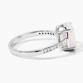 1.56 Ct Oval White Ethiopian Opal and Lab Diamond Silver Pave Bridge Ring by Fine Color Jewels