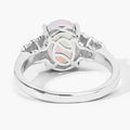1.56 Ct Oval White Ethiopian Opal & Lab Diamond Prong Silver Bridge Ring by Fine Color Jewels
