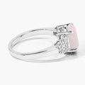 1.56 Ct Oval White Ethiopian Opal & Lab Diamond Prong Silver Bridge Ring by Fine Color Jewels