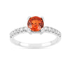 1.58 Ct Round Lab Created Peach Sapphire and Moissanite Prong Silver Pave-set Ring