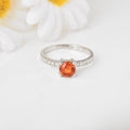 1.58 Ct Round Lab Created Peach Sapphire and Moissanite Prong Silver Pave-set Ring by Fine Color Jewels