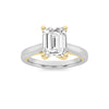 1.5Cttw Emerald Shaped Lab Grown Diamond Two Tone Cathedral Shank Engagement Solitaire Ring 14K Gold