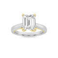 1.5Cttw Emerald Shaped Lab Grown Diamond Two Tone Cathedral Shank Engagement Solitaire Ring 14K Gold by Fine Color Jewels