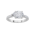 1.5Cttw Pear Shaped Lab Grown Diamond (F/VS) East West Accented Engagement Pave Ring 14K Gold by Fine Color Jewels