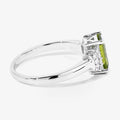 1.60 Ct Octagon Green Peridot and Lab Diamond Prong Silver Cocktail Ring by Fine Color Jewels